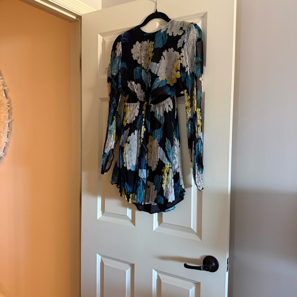 Alice McCall Floral Long Sleeve Dress - Black, Blue, Yellow, White